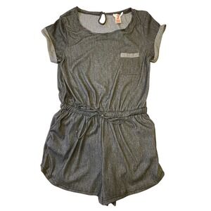 Yago Gray Romper Casual Drawstring Waist Short Sleeve‎ Pocket Women's Size S